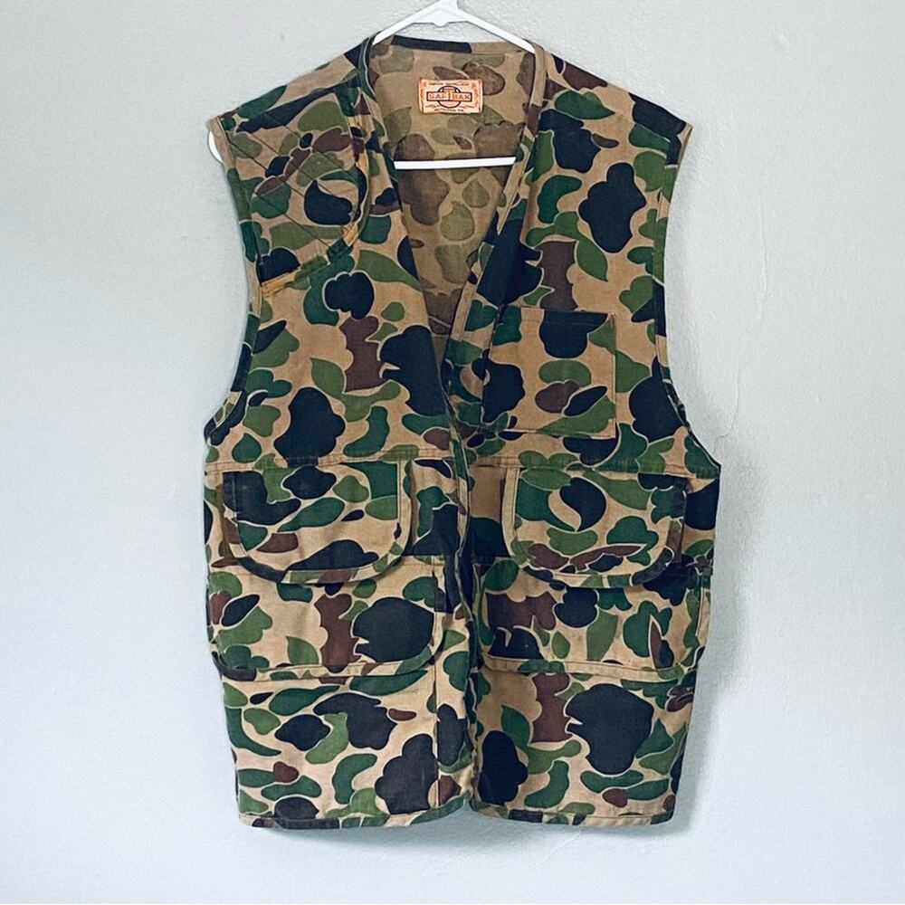SafTBak Hunting Vest One Size Green Camouflage VINTAGE Camo Outdoor Rugged